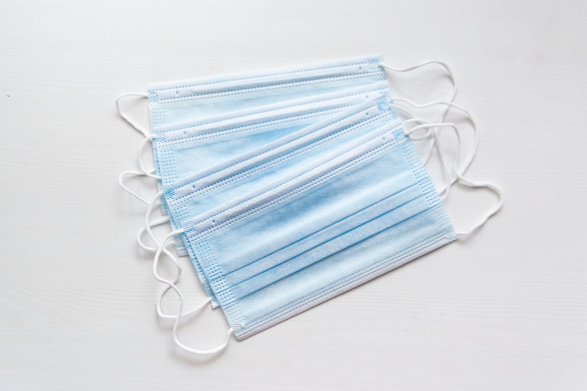 Stack of disposable surgical face masks